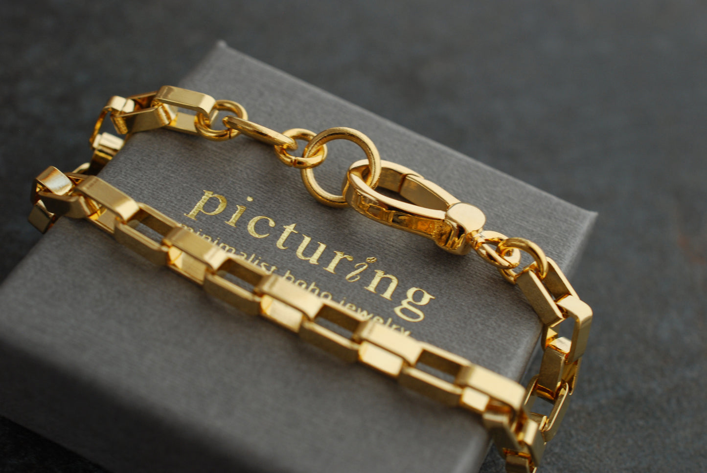 Großgliedriges, vergoldetes Statement -Armband
