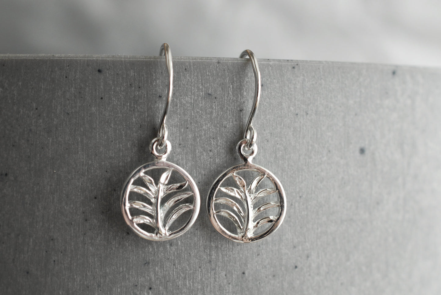 Palm-Blatt Ohrringe/Sommer-Schmuck, 925er Silber/Geburtstagsgeschenk - picturing