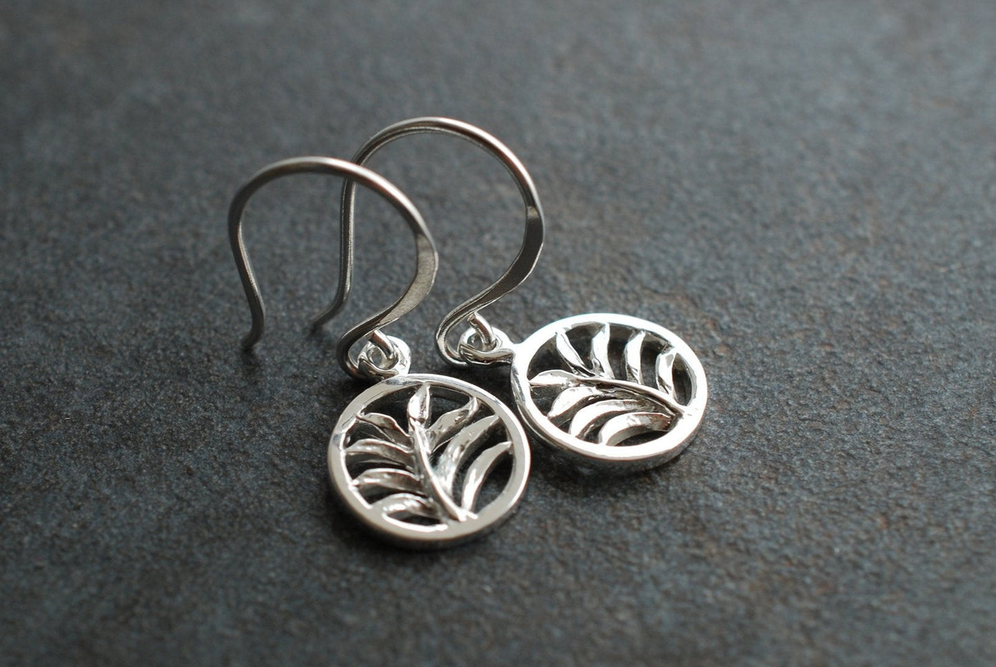 Palm-Blatt Ohrringe/Sommer-Schmuck, 925er Silber/Geburtstagsgeschenk - picturing