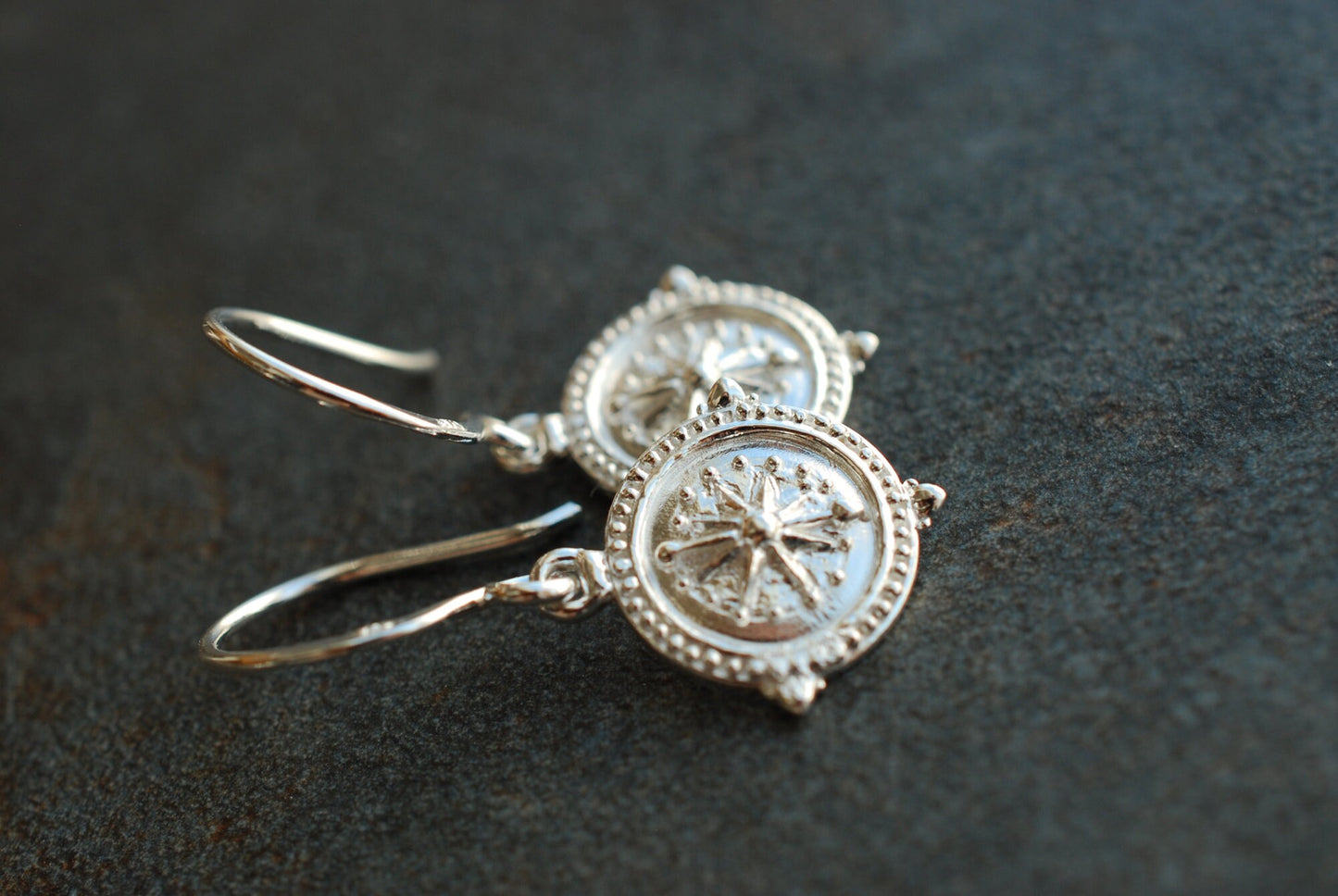 FERNWEH . Silber-Ohrringe Kompass/Nordstern . Boho Ohrringe . Geschenke für Frauen