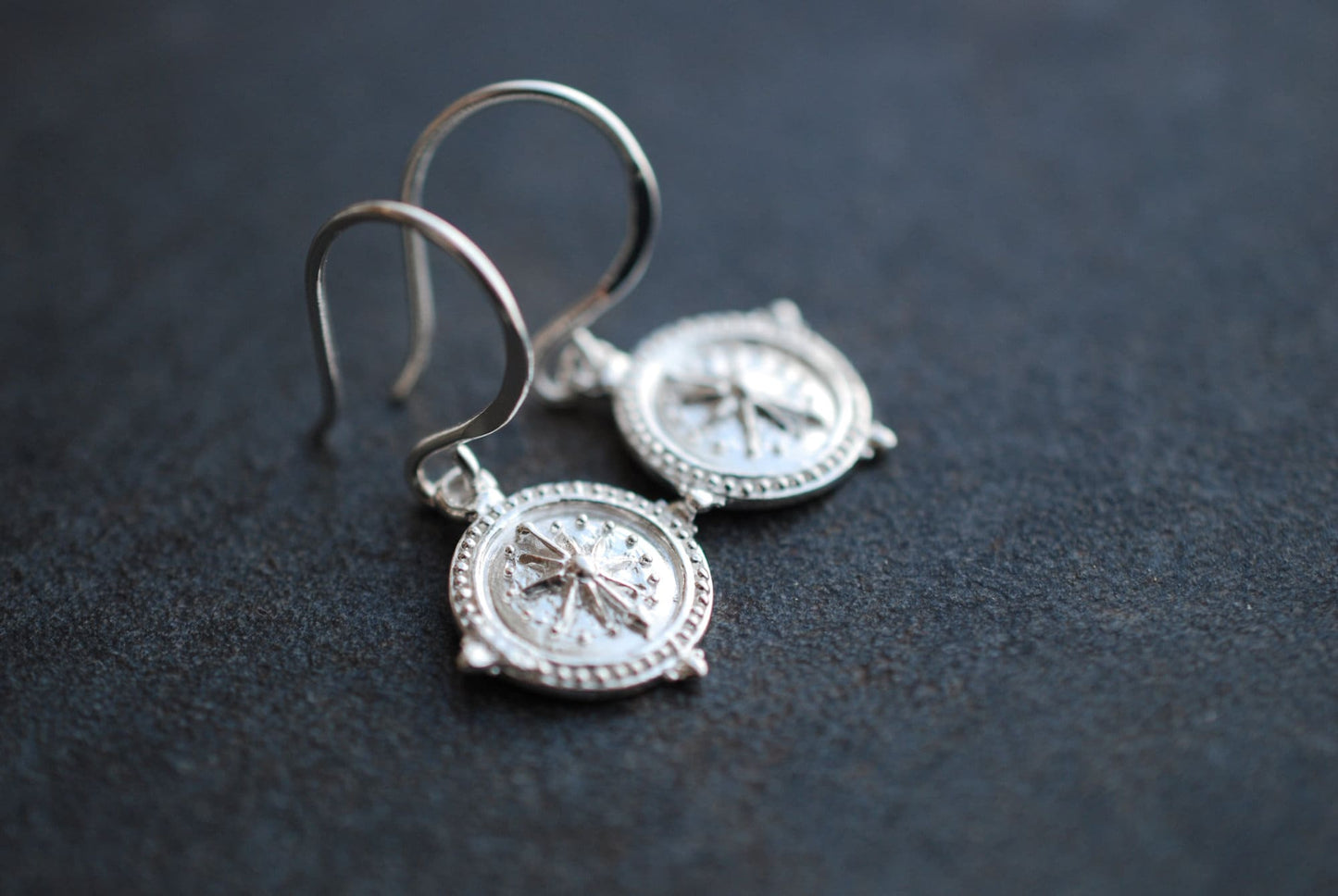 FERNWEH . Silber-Ohrringe Kompass/Nordstern . Boho Ohrringe . Geschenke für Frauen