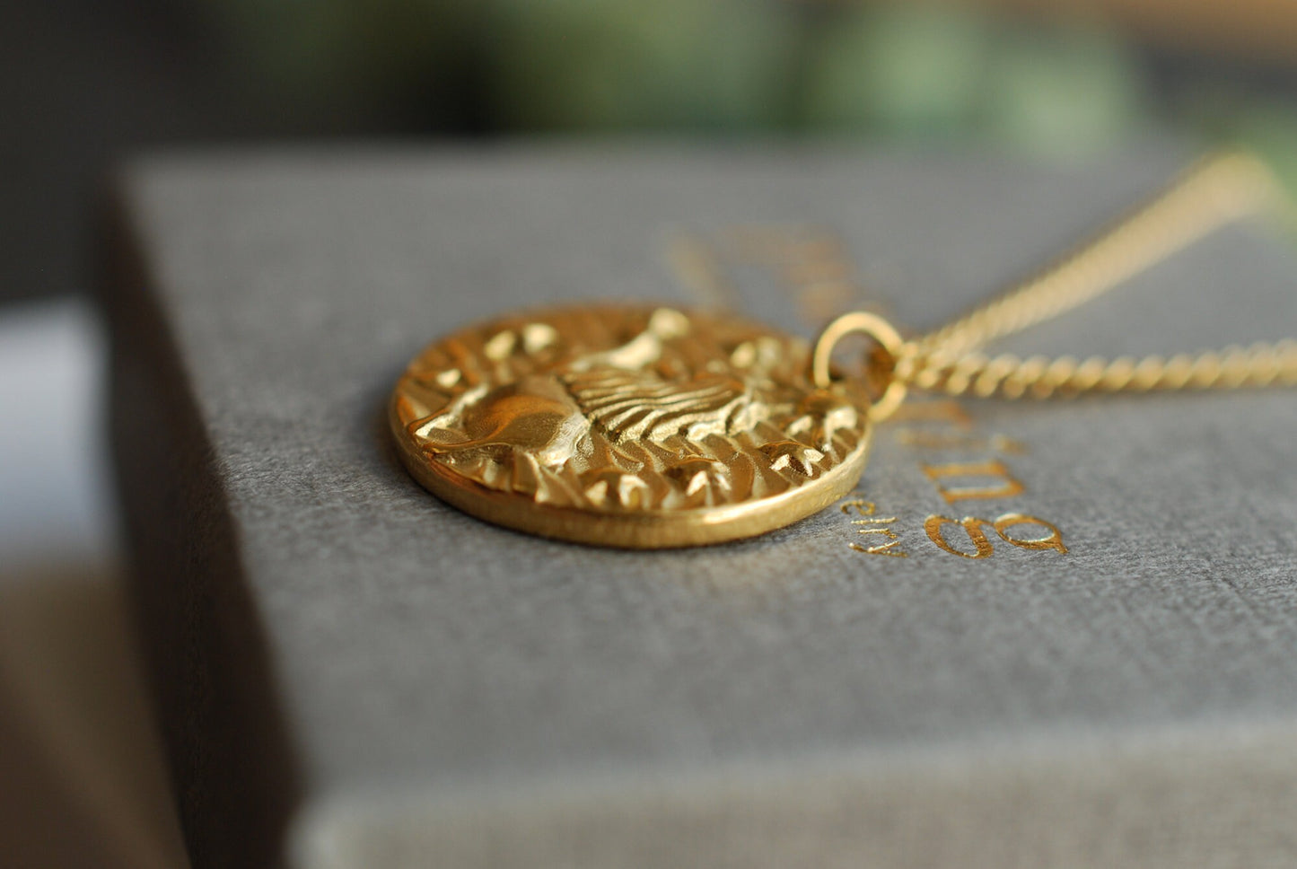 Löwen-Kette Münze . 18 kt vergoldetes Edelstahl . Minimalistische Kette . Boho-Kette