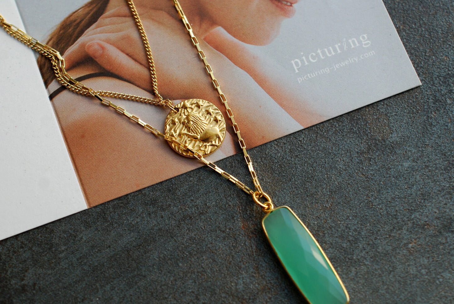 Löwen-Kette Münze . 18 kt vergoldetes Edelstahl . Minimalistische Kette . Boho-Kette