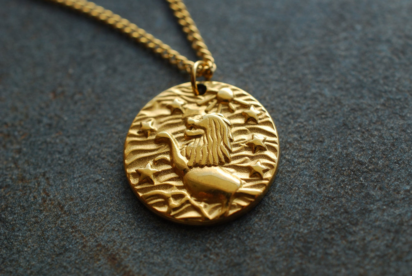 Löwen-Kette Münze . 18 kt vergoldetes Edelstahl . Minimalistische Kette . Boho-Kette