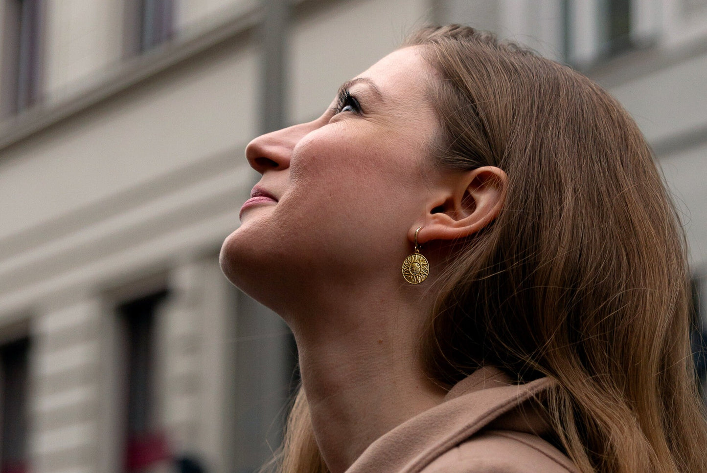 ELISA. Vergoldete Sonnen-Ohrringe . Boho-Schmuck . Geschenke für Frauen . Statement Ohrringe
