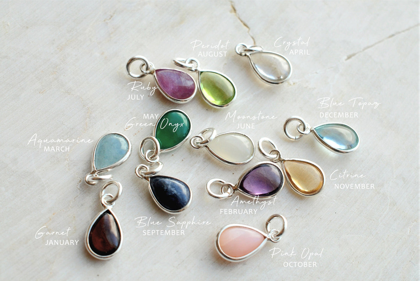 PRECIOUS . Geburtsstein-Anhänger . 925er Sterling-Silber (22k Vergoldung wählbar) und natürlichem Edelstein . personalisierbares Geschenk
