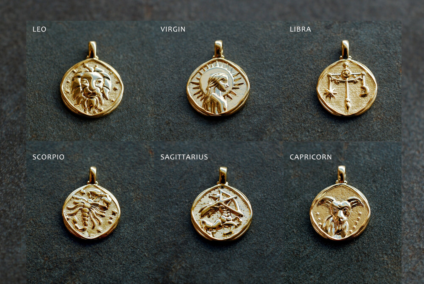 Sternzeichen-Münzen-Kette . 16 kt vergoldet . personalisiertes Geschenk . Vintage-Stil-Kette . Himmlischer Schmuck