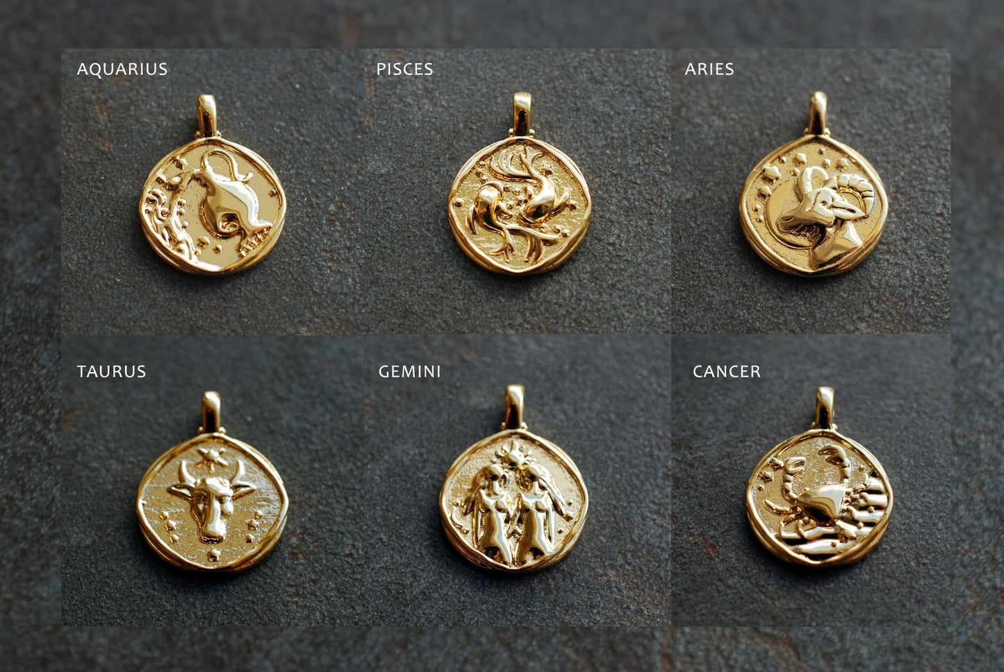 Sternzeichen-Münzen-Kette . 16 kt vergoldet . personalisiertes Geschenk . Vintage-Stil-Kette . Himmlischer Schmuck
