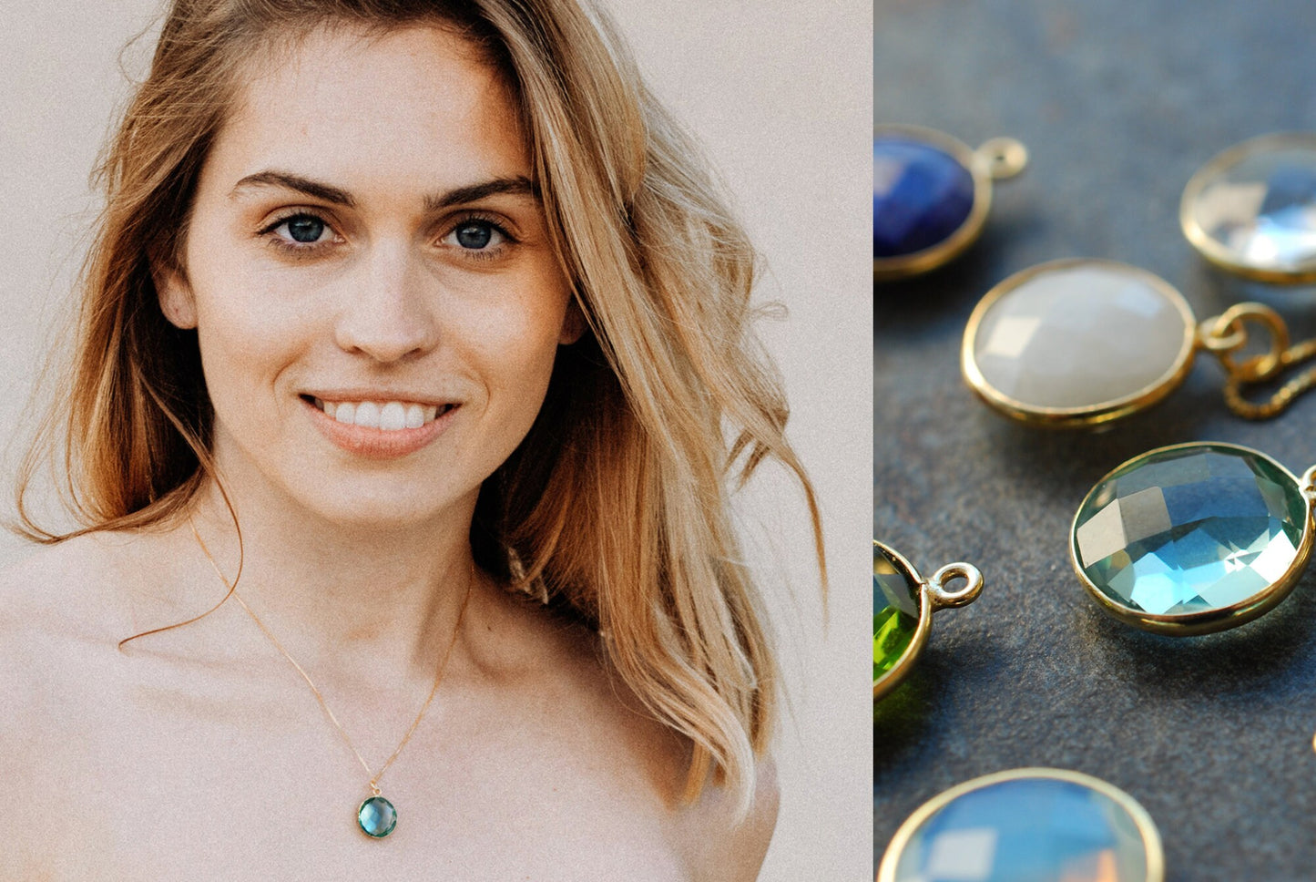 Edelstein-Anhänger wahlweise mit Gold-Kette/Geburtssteinkette/personalisierte Geschenke