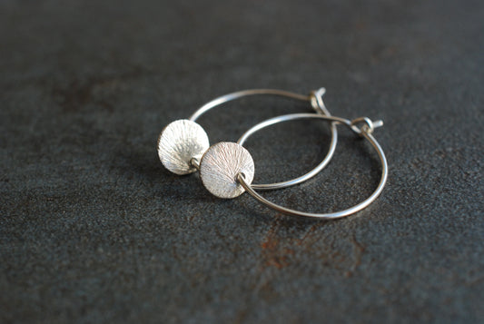 925 Sterling Silber Creolen NIA mit Plättchen-Anhänger
