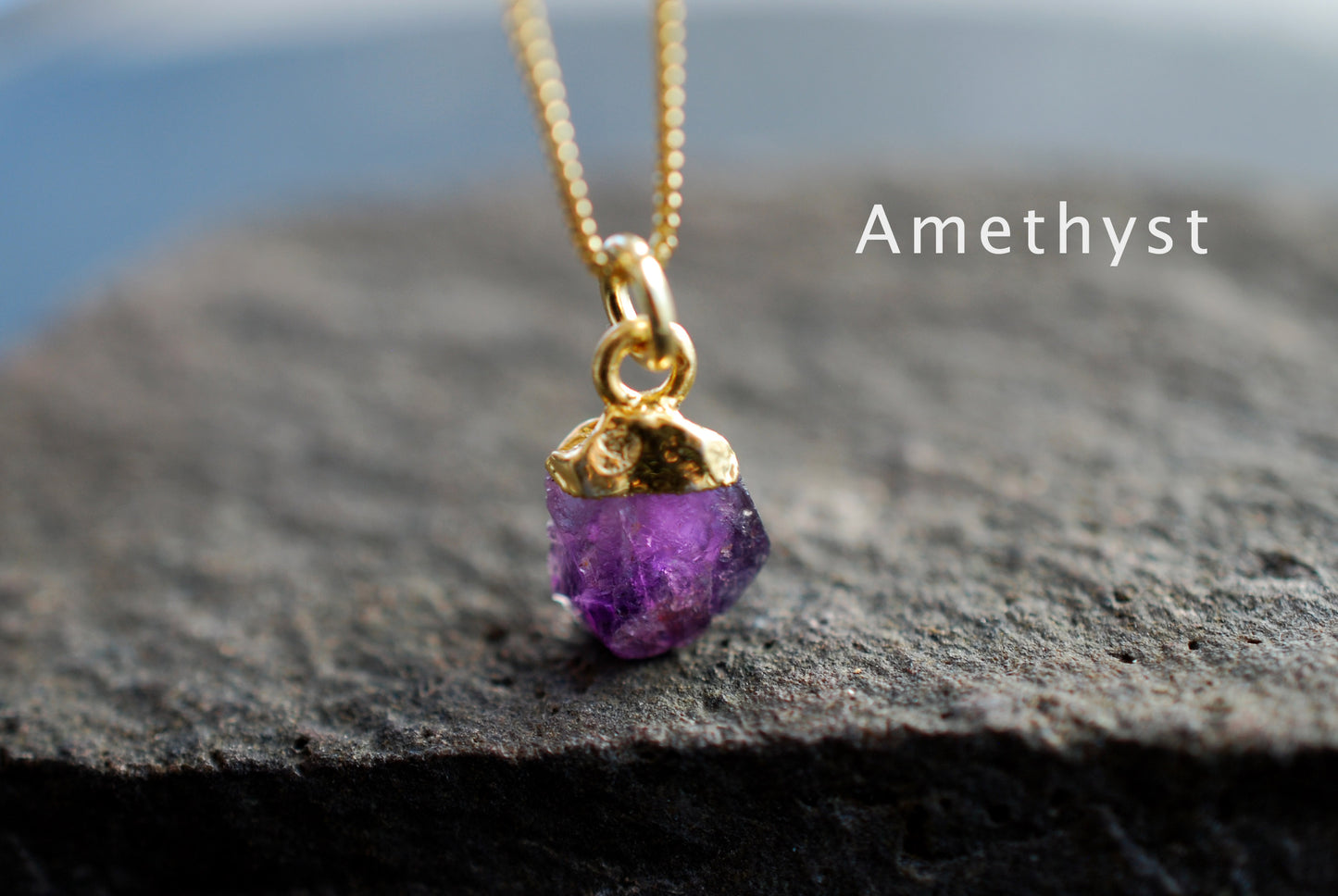 AVA Rohstein Anhänger | Geburtsstein Geschenke | 18K vergoldetes 925 Silber | Birthstone Charm | Optional mit Kette