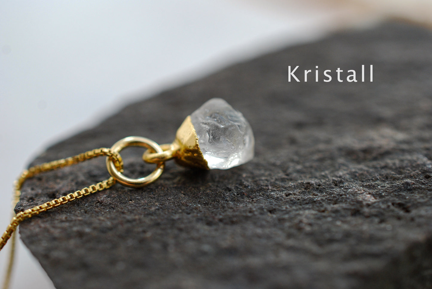 AVA Rohstein Anhänger | Geburtsstein Geschenke | 18K vergoldetes 925 Silber | Birthstone Charm | Optional mit Kette