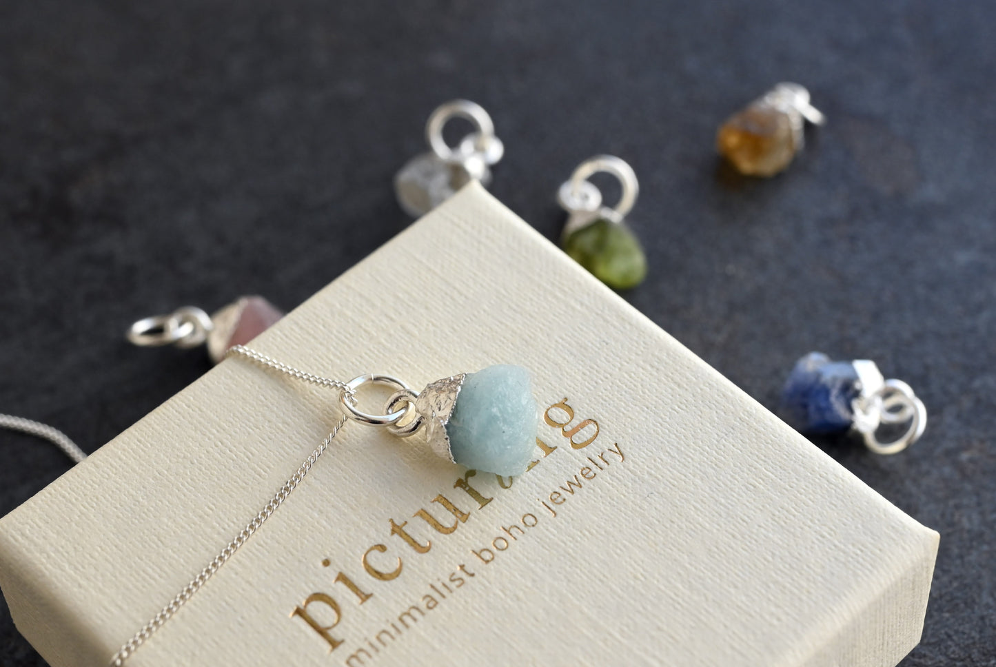 Roher Edelstein-Anhänger – AVA | Sterling Silber | optional mit Kette