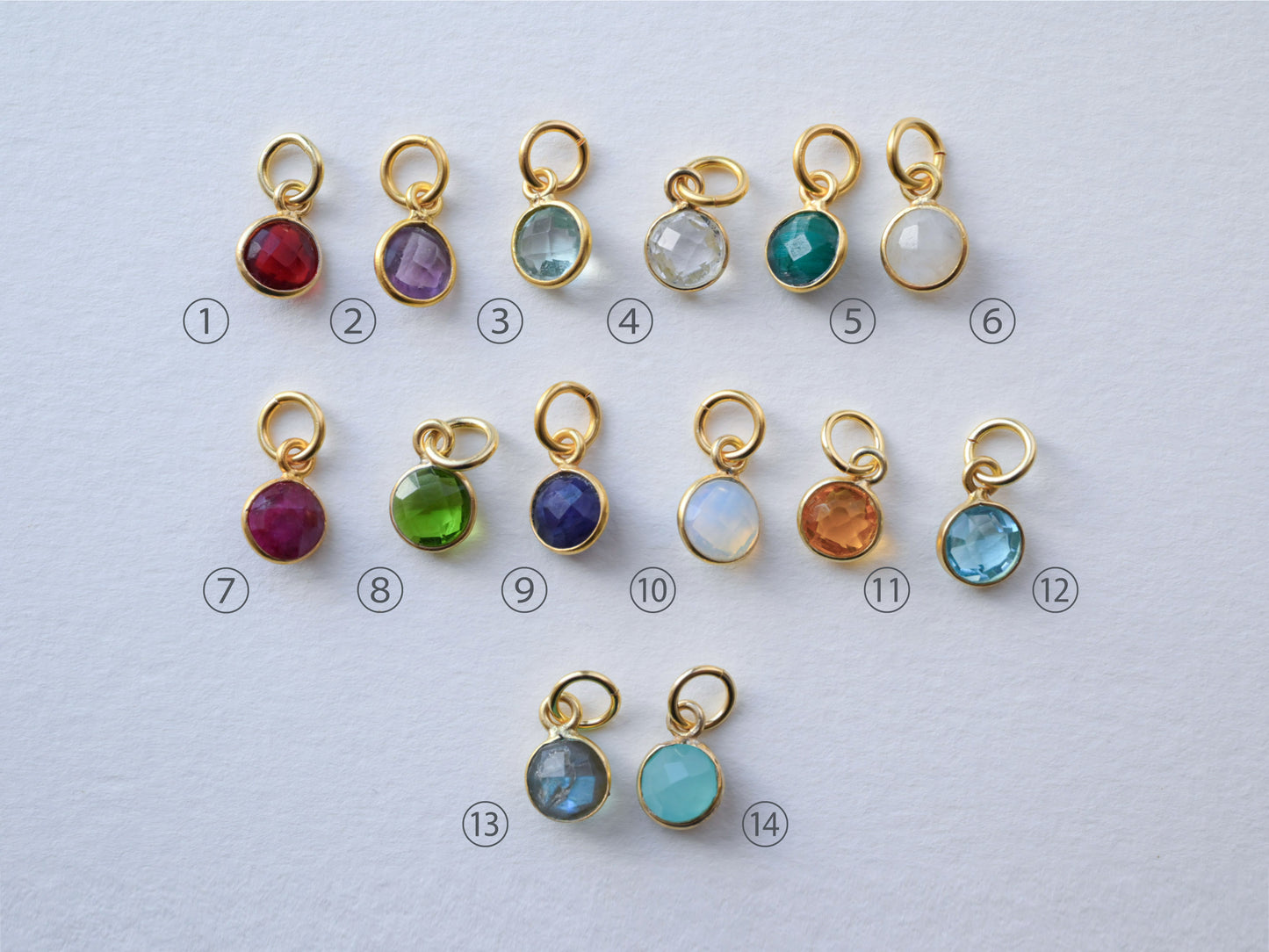 Geburtsstein-Anhänger aus vergoldetem Silber TINY GEMS | beidseitig facettierte Charms | Schmuckgeschenk