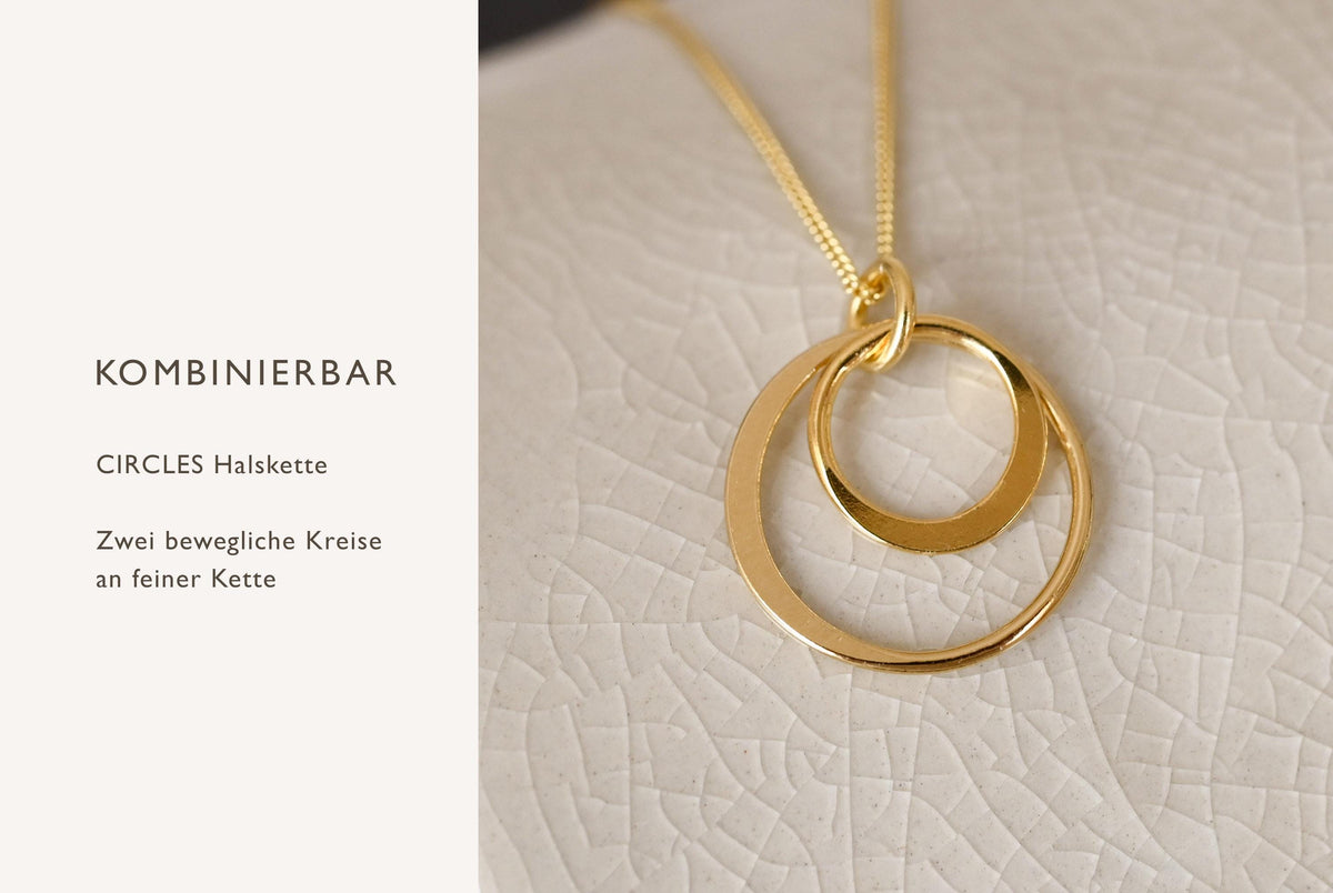 Vergoldete Ohrstecker mit Kreis-Anhänger · CIRCLES | 14 kt vergoldetes 925er Sterling Silber | Schmuckgeschenk